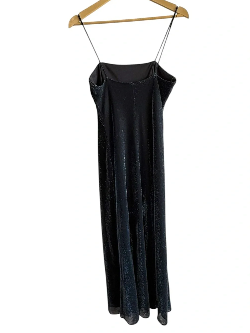 Vintage Size 7/8 Black Metallic Cami Babydoll Maxi Dress Goth‎ Glam Whimsigoth